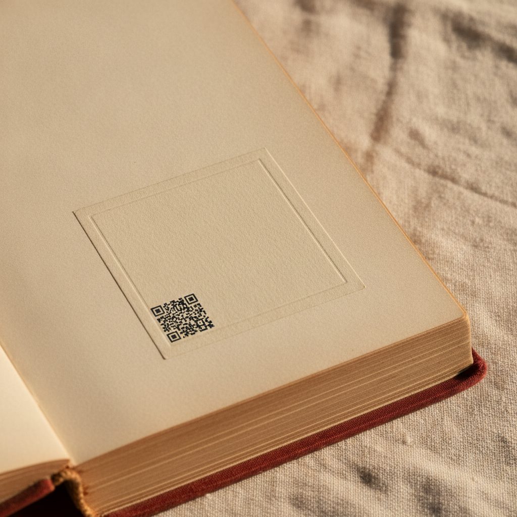 Un ex-libris Plumier collé sur la page de garde d'un livre