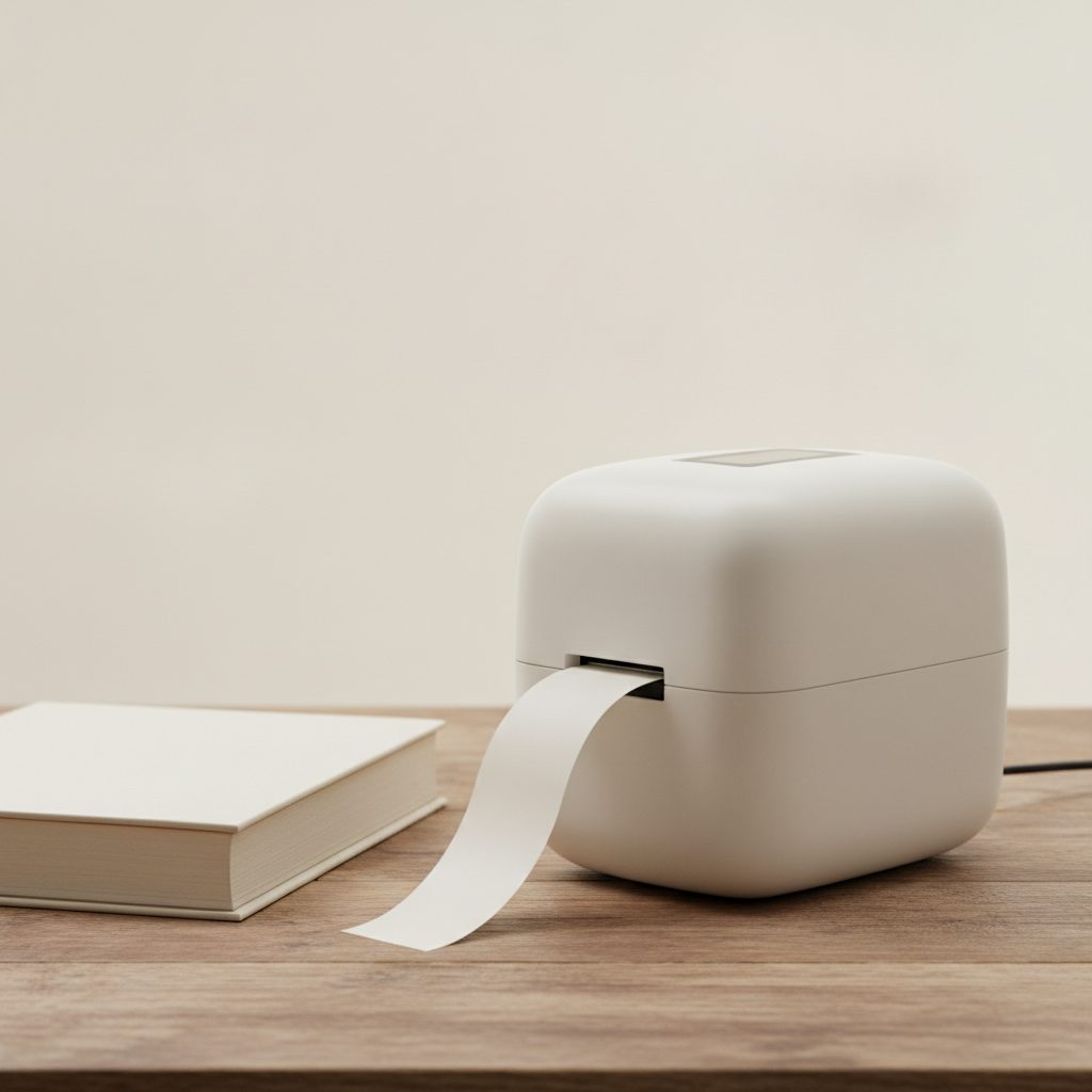 Imprimante thermique compacte utilisée pour imprimer les créations Plumier